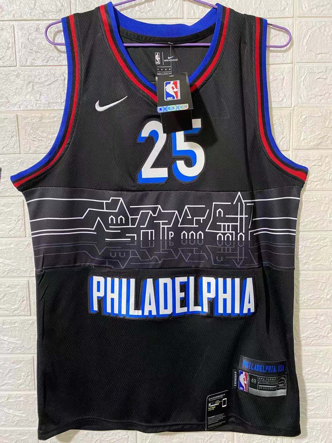 Men Philadelphia 76ers 25 Simmons Black Nike City Edition NBA Jerseys